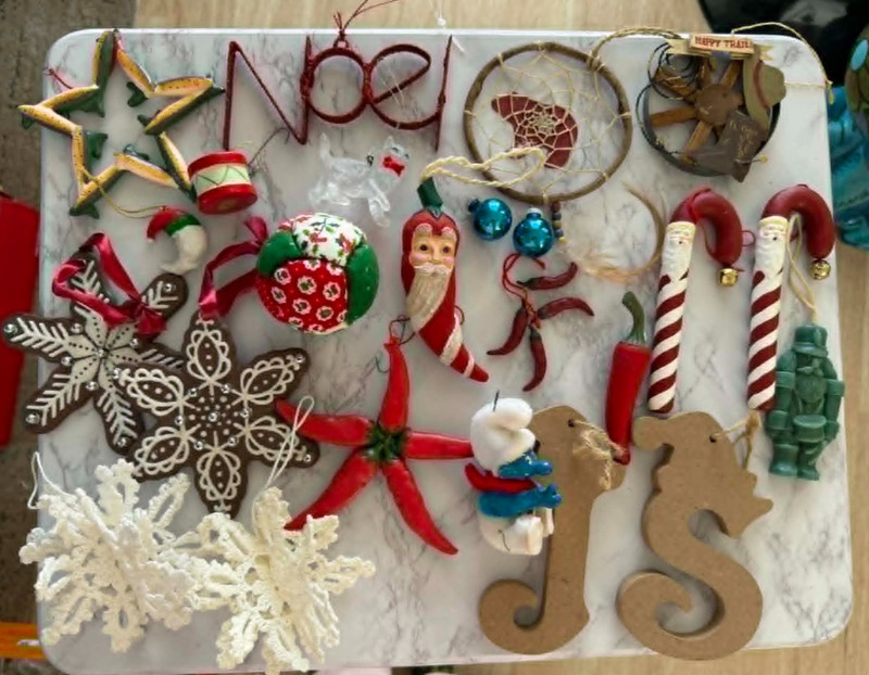 Estate Sale Find Christmas Bottle Brush Tree & Ornament Lot #4