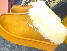 Memory Foam Faux Fur Lined Slip-On Slippers Brown/White Women's 6.5