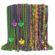 100PCS Mardi Gras Accessories, 11 Kinds Mardi Gras Beads Coins Mask Shape Nec...
