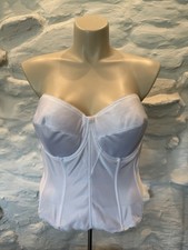 Dominique White Satin Strapless Boned Bustier Corset 44D Style 4793 Like NEW