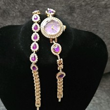 Women s Dress Gold-Tone Quartz Wristwatch Pur...