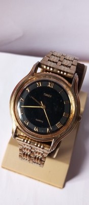 Vintage Timex Quartz La Cell 395 Uhr Schwarzes Zifferblatt Römische Ziffern Läuft