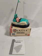 Vintage Teal Bumper Car Alarm Clock PF Product W/ Box Parts Or Repair 