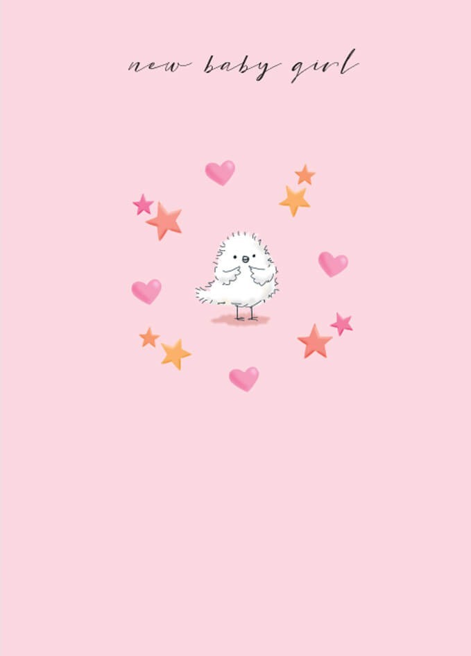 New Baby Girl Card Congratulations Arrival Pink Bird - Cute Design Greeting Card