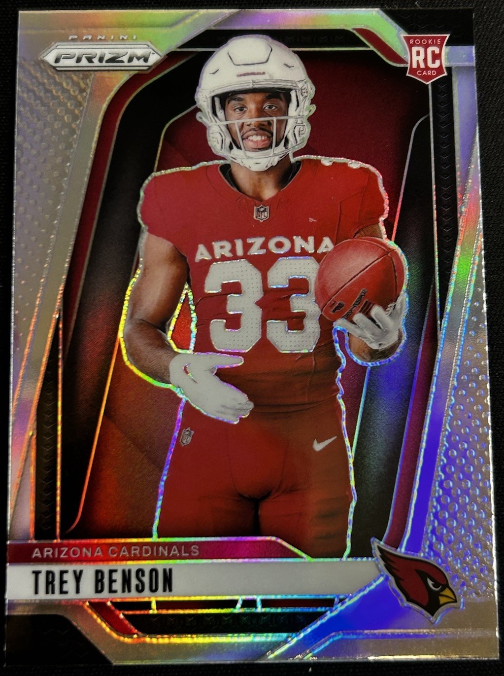 2024 Prizm Football Trey Benson #38 Rookie Variation Silver Arizona Cardinals