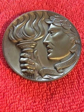 PREMIUM RELIEF VICTORY TORCH BRONZE MEDAL F.P. CITIUS ALTIUS FORTIUS
