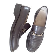 vintage gucci brown leather horsebit loafers women 8.5 8 1/2 italy black 38.5