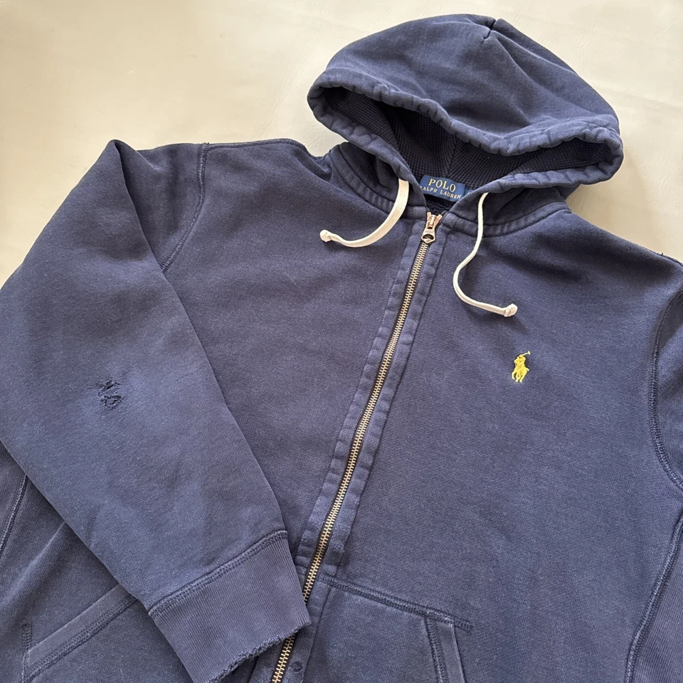 Polo Ralph Lauren Para Hombre Sudadera con Capucha con Cremallera Talla L Azul Bordado Amarillo Poni Foto 2 de 4