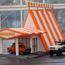 The Whataburger store with a nostalgic theme scene in a 1:64 scale.