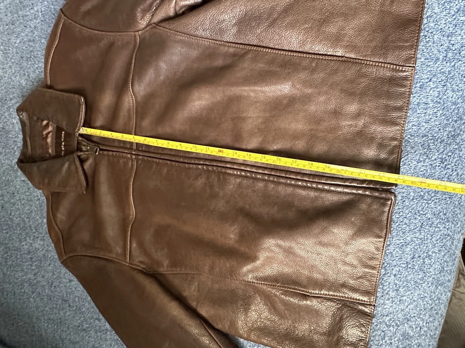 Marc New York Andrew Marc Mens Large Brown Pebbled Leather Bomber Jacket Heavy - product detail image 7