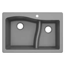 Kraus KGD-442 Quarza 33" Dual Installation Double Basin Composite - Grey