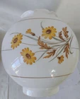 VTG Hurricane Lamp Shade Autumn Floral White Milk Glass Ruffled Top 4” Fitter