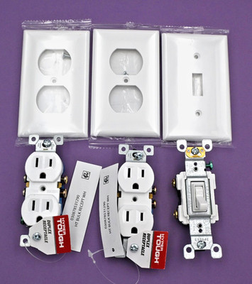Set Of 6 Selection Of Electrical Components And Wall Plates NEW