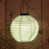 Led Solar Textil Lampion GrüN Rund - 25Cm - Garten Balkon Deko Party Beleuchtung