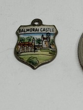 Vintage Balmoral Castle Scotland Sterling Enamel Travel Shield Bracelet Charm