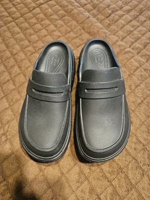 CROCS Stomp Penny Loafers Black W7/M5 Slip On NWOB. Comfortable Slide Platform 