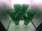Vintage Anchor Hocking Forest Green Boopie Iced Tea Glasses - Set of 7 - Berwick