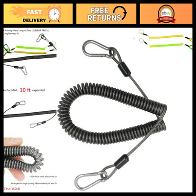 Fishing Rod Lanyard Tether 10ft 150LB Saltwater Safety Coil for Kayak Deep Sea