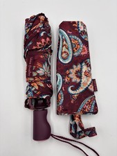 Vera Bradley Automatic Umbrella W/Cover Paisley Jamboree Full Sz Push Button 42"