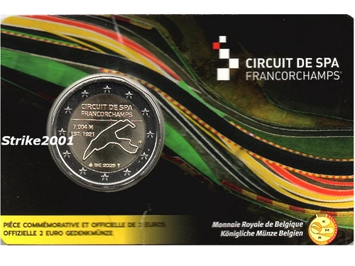 NEW! Coin Card 2 EURO COMMEMORATIVE BELGIUM 2025 SPA FRANCORCHAMPS (France) NEW!