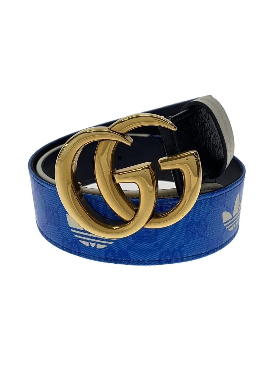GUCCI × adidas Double G Ceinture Large PVC BLU Motif Complet Homme 406831