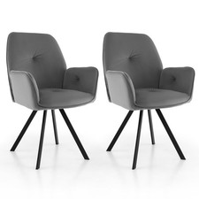 Set of 2 Swivel Accent Chair Ergonomic Leisure Velvet Armchair Padded Desk Chair
