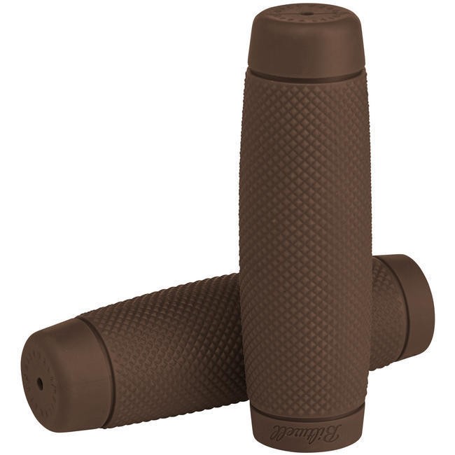 Biltwell Recoil 1"" (25mm) Handlebar Grips in TPV Rubber Pair - Chocolate Brown