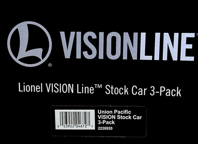 #ad LIONEL VISIONLine 2226920 UNION PACIFIC Stock Car 3 Pack FreightSounds O SCALE $489.00