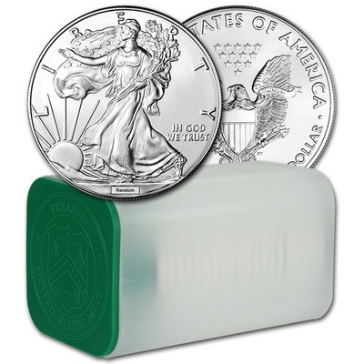 Random Date American Silver Eagle (1 oz) $1 - 1 Roll of 20 BU Coins in Mint Tube