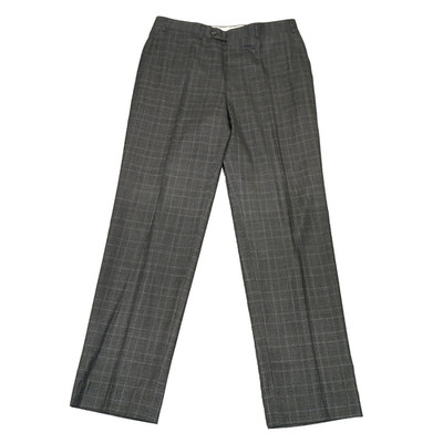 Canali Tessuto 1934 Mens Gray Plaid Flat Front Wool Dress Pants 37x54 Italy XXL