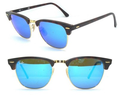 Ray Ban SONNENBRILLE BLAU BRAUN SPIEGEL CLUBMASTER  3016 1145/17 51 BRILLE 4416