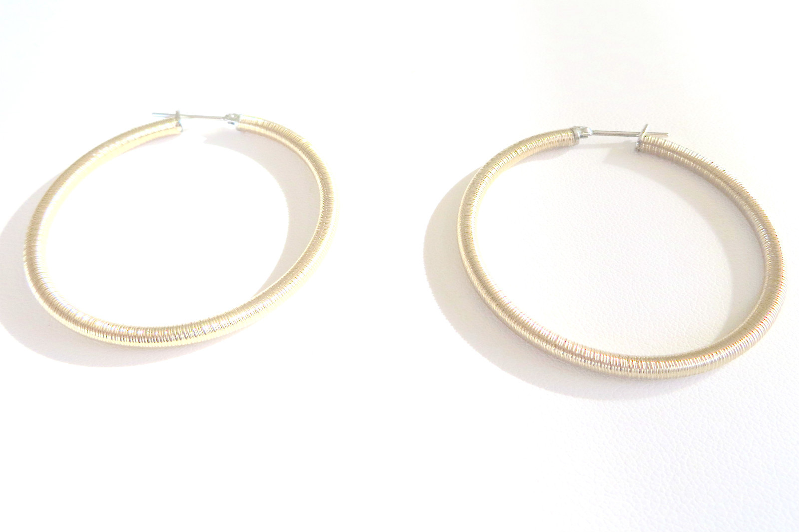 Women’s Stainless Steel Gold Plated Satin  Finish Hoop Earrings 3 MM 2 Inch-image
