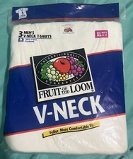 Vtg 1996 Fruit of the Loom 3 pack white vneck Tshirt Sz Xl New Sealed Rare