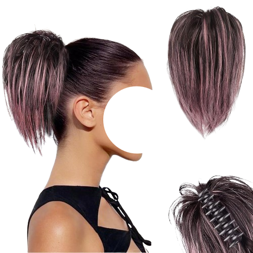 Haarteil Clip in Haarverlängerung Extensions Kunsthaar Rosa Strähnen