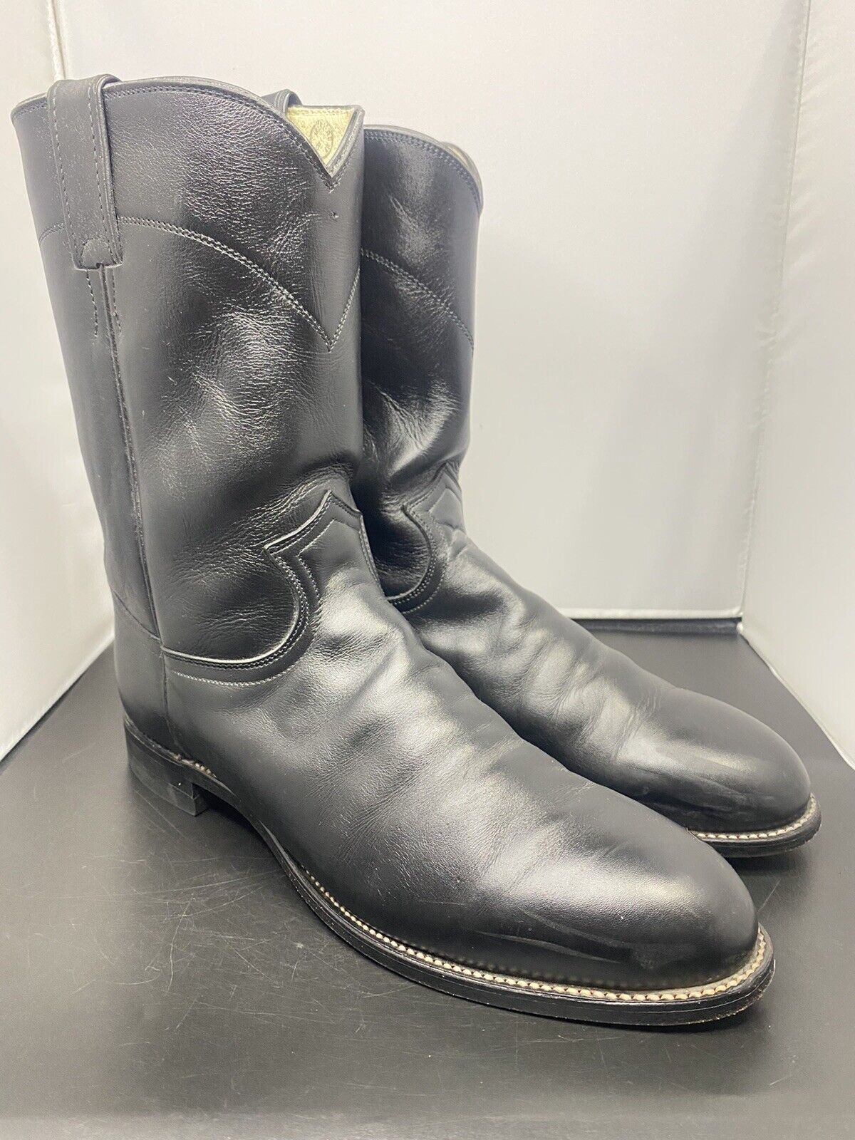 Justin Roper Boots Black Spanish Kipskin Leather 10D … - Gem