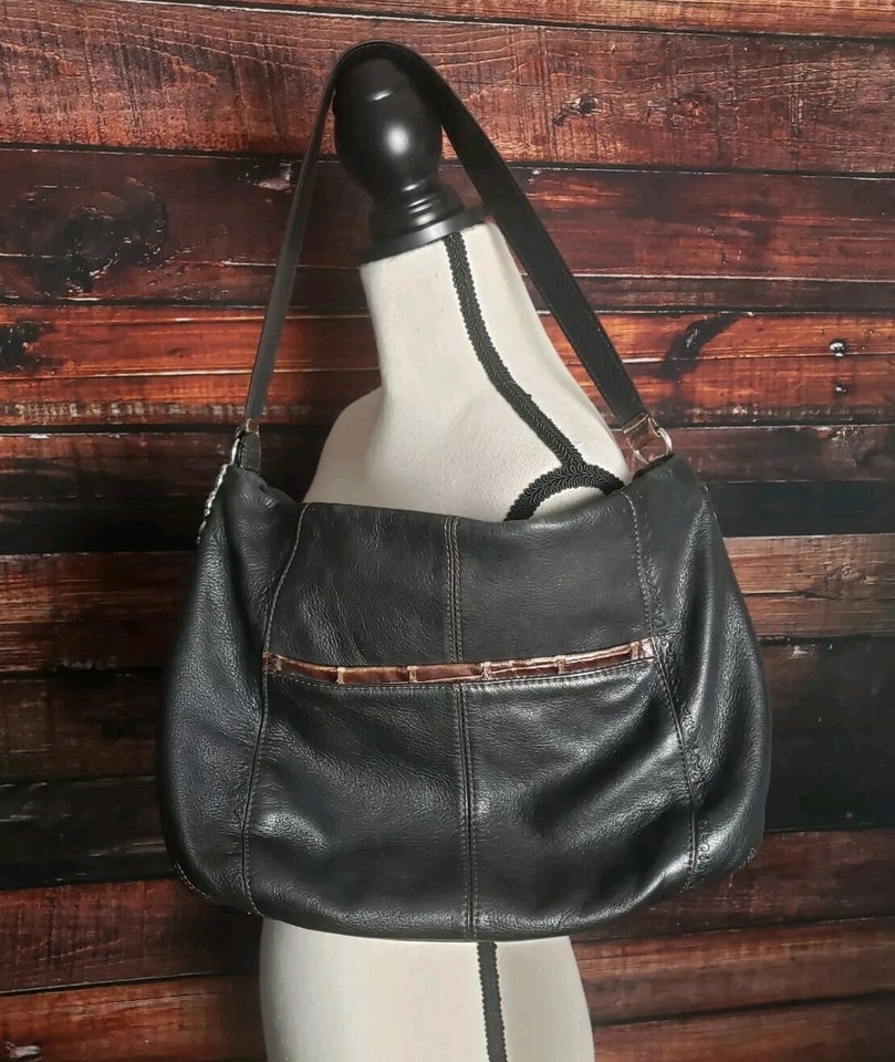Brighton Liberty Shoulder Strap Purse Bag Soft Hobo Leather Black Brown