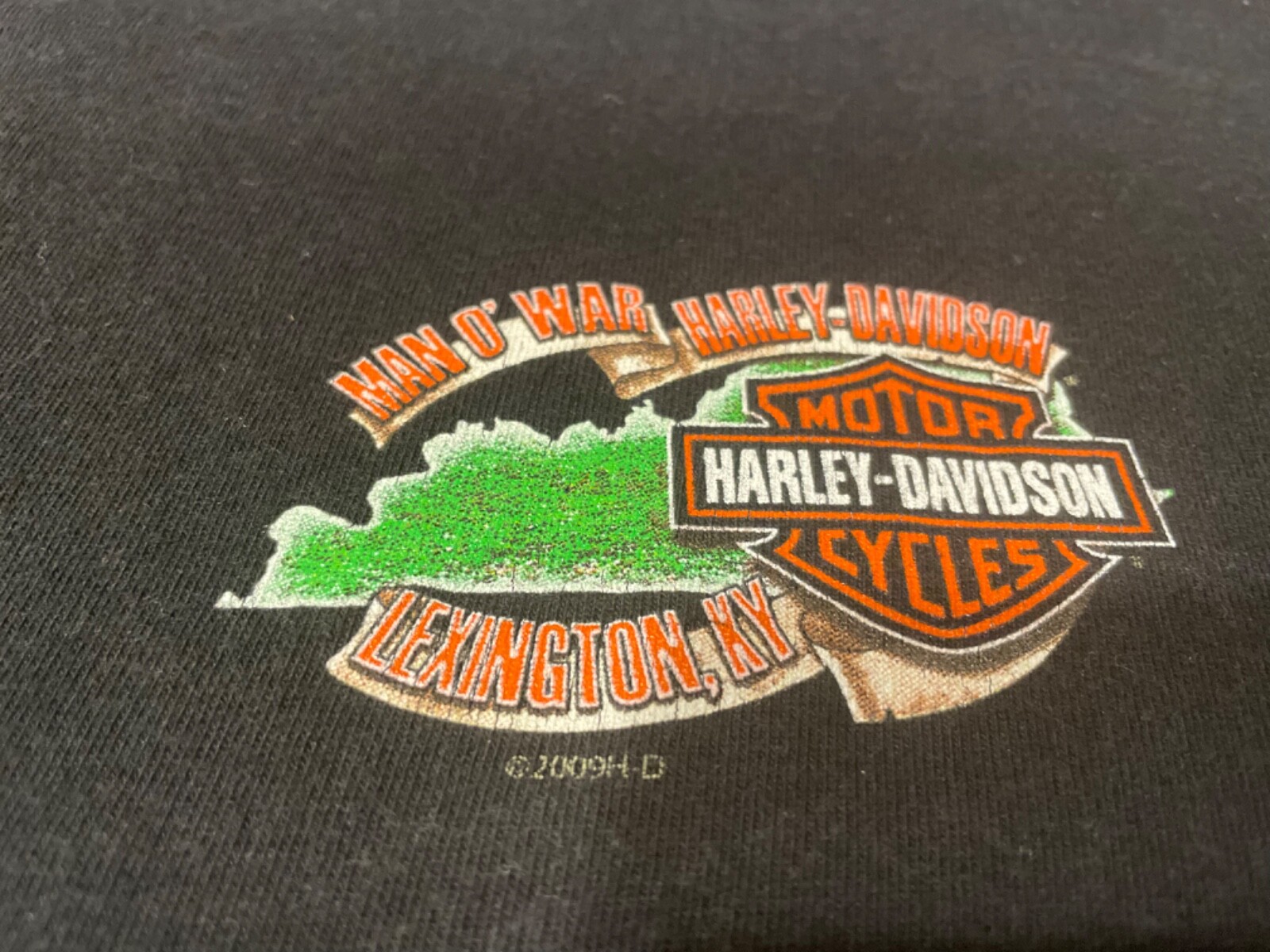 Man ‘O War Harley Davidson Double Sided Black Long Sl… Gem