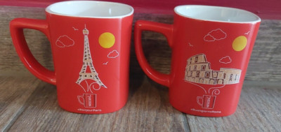 2 Nescafé  Kaffeebecher/ Sammelbecher mit Stadtmotiven Paris und Rom 