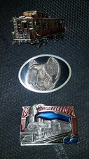 Vintage Limited Edition Steam Train Engine Caboose and Eagle Belt Buckle Lot
