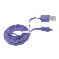 MicroUSB 6ft USB Cable Charger Cord Power Wire Sync Flat Purple for SmartPhones