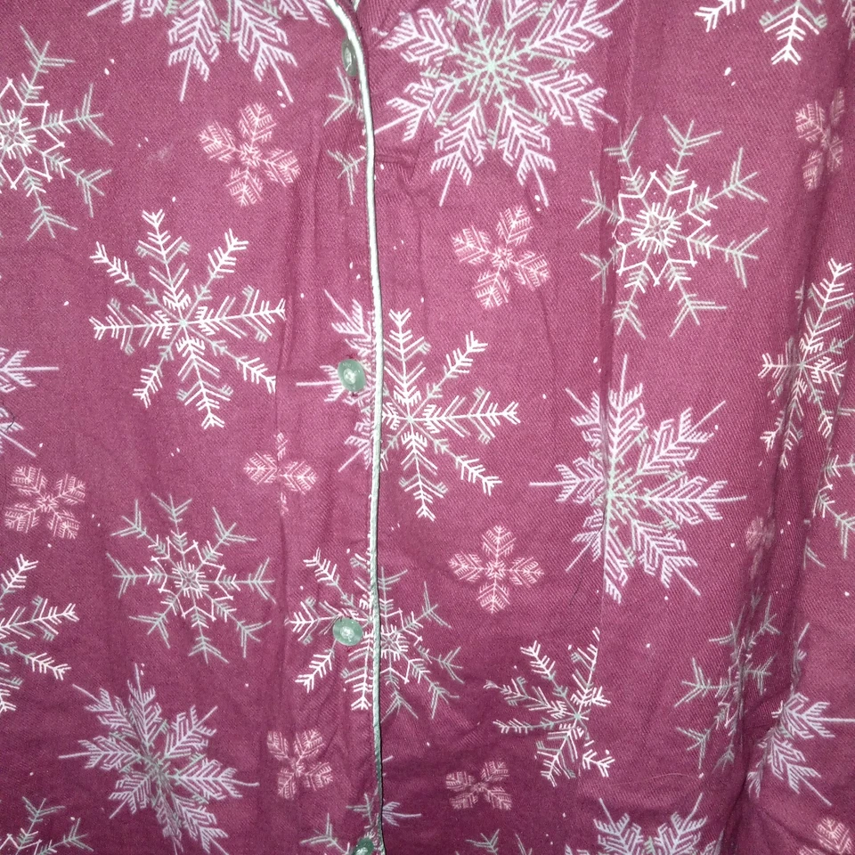 Conjunto de pijama de franela gris copo de nieve para mujer Jockey XL verde ribete esposa comercial Foto 3 de 4