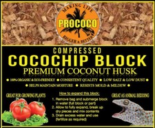 Prococo COCO CHIP - Single block Coco Husk  Organic Coir - Reptile Plants soil