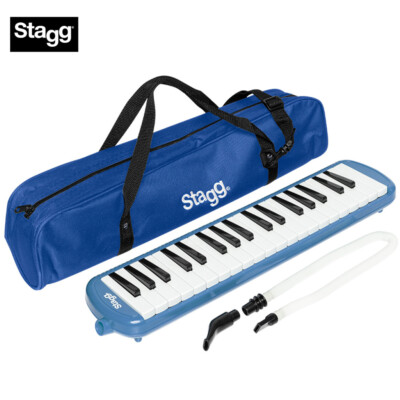 Stagg MELOSTA37 BL 37 Keys Plastic Melodica Blue with Bag, Mouthpiece