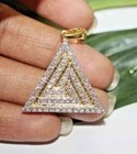 2 Ct Round Real Moissanite Men's Triangle Pendant 14k Yellow Gold Plated Silver — photo 3