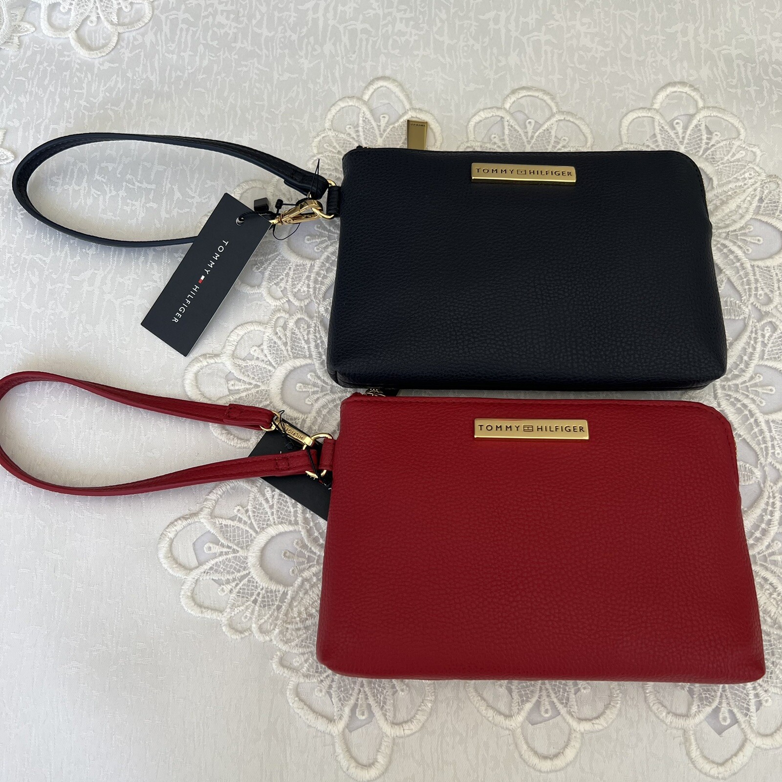 Tommy Hilfiger Women Wristlet Bag Clutch Mini Travel Purse Leather New
