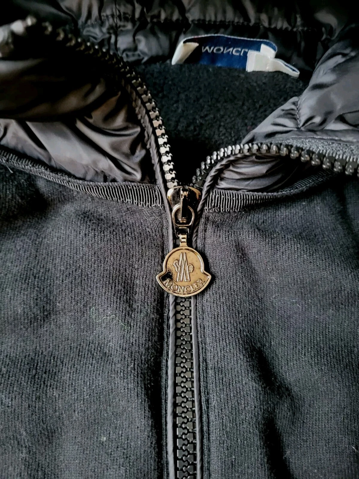 Moncler Parka Maglia Cardigan Taglia Media Nero Felpa con Cappuccio Fas Nero
