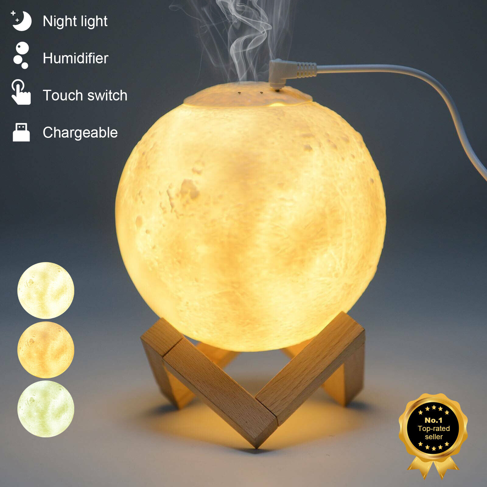 LED Luftbefeuchter Aroma Diffuser Ultraschall Duftzerstäuber 3D Mond Licht 880ml