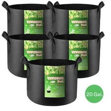 VIVOSUN 1 Gallon Heavy Duty Fabric Pots Grow Bags with Handles - 5 Pack