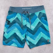 ROARK Revival Savage Board Shorts Swim Bathing Suit Blue/Green Size 34