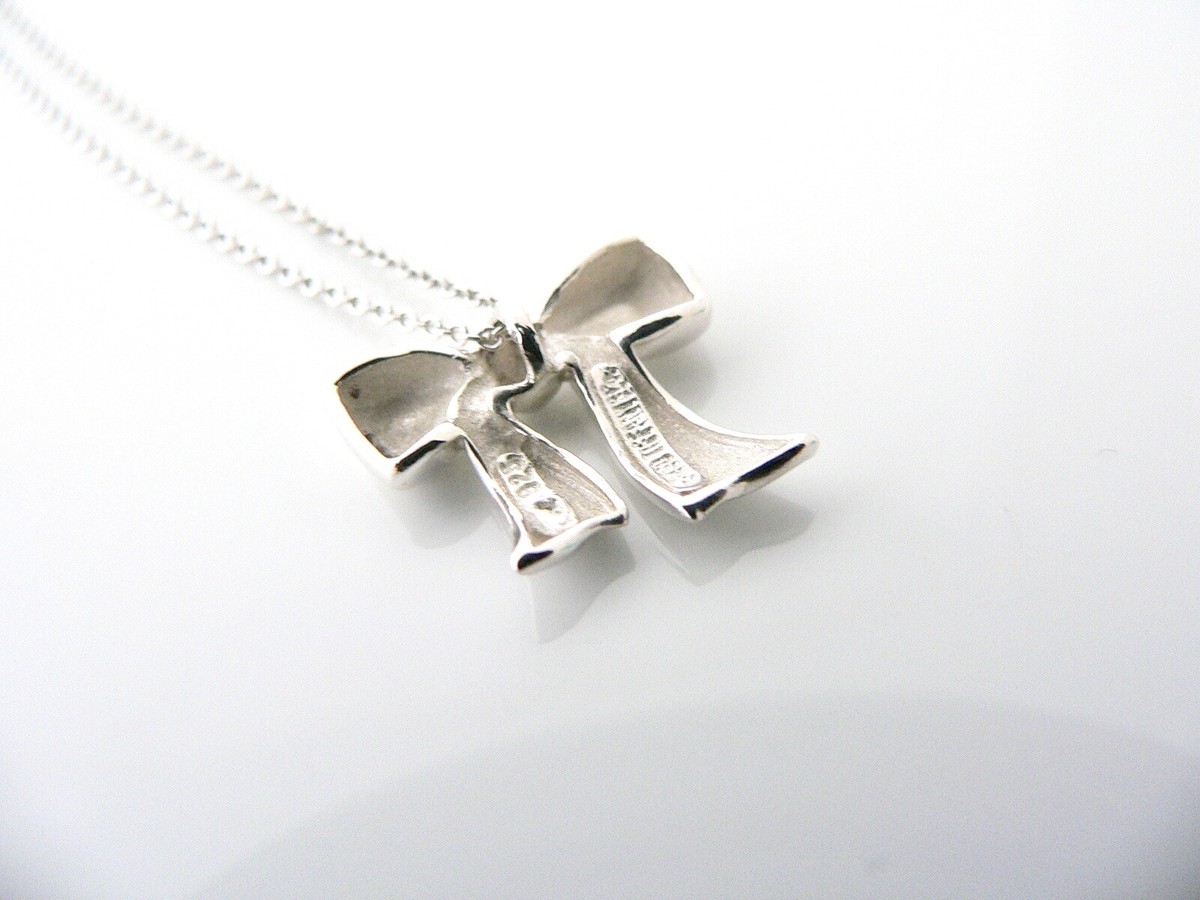 Tiffany & Co Ribbon Necklace Bow Pendant Charm Chain Love Gift Sterling Silver View 5
